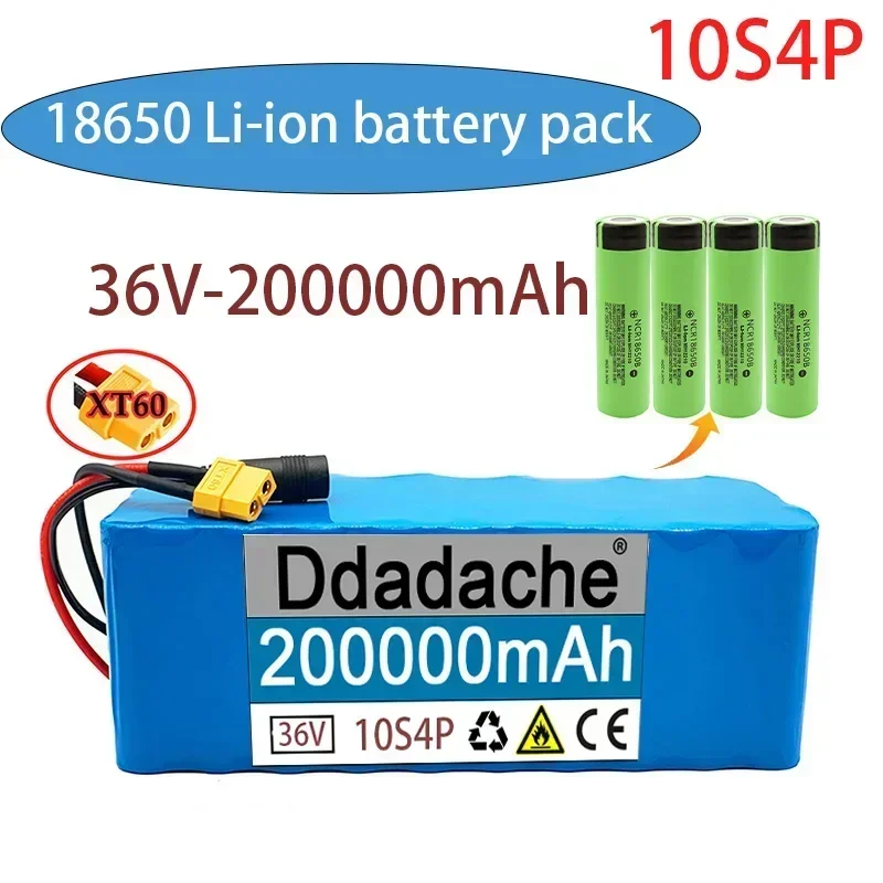 Baru 10s4p 36V 200Ah 100% Asli 20000W Kapasitas Besar 18650 Baterai Lithium Peralatan Motor dengan Steker BMS XT60