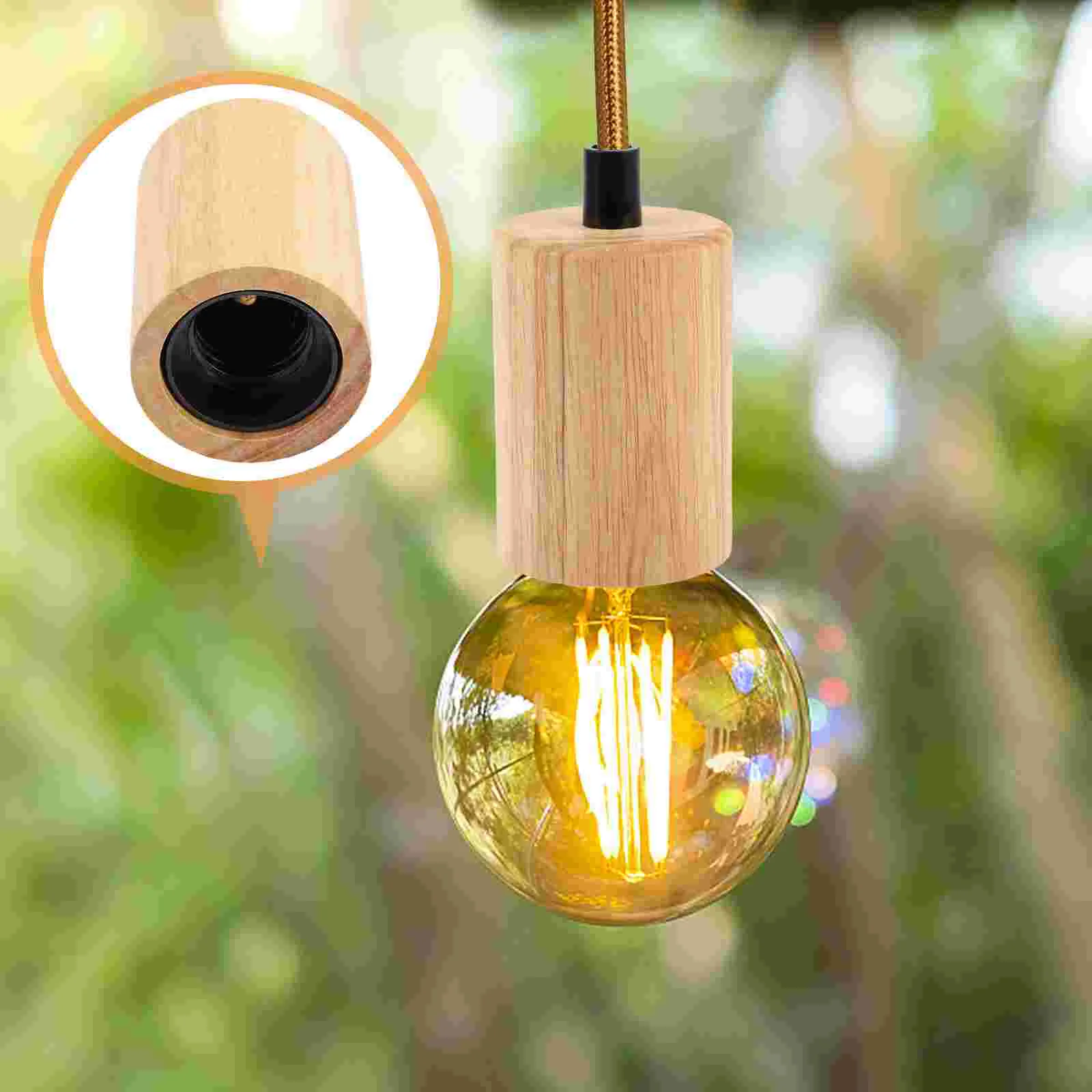 Soporte de lámpara colgante de madera, adaptador de Base para bombillas E27, práctica y solución de iluminación decorativa