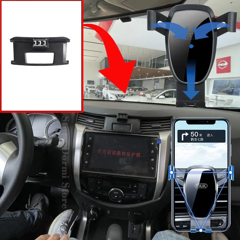 Car Mobile Phone Holder for Nissan Navara Tekna NP300 Frontier D23 2016~2023 Air Vent Clip Tray Stand Support Mount Accessories