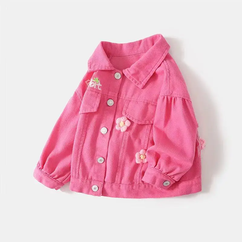 

Spring and Autumn Girls Denim Jacket Children's Fashion Gradient Top Little Girls Baby Spring Pure Cotton Clothes Kids Coat