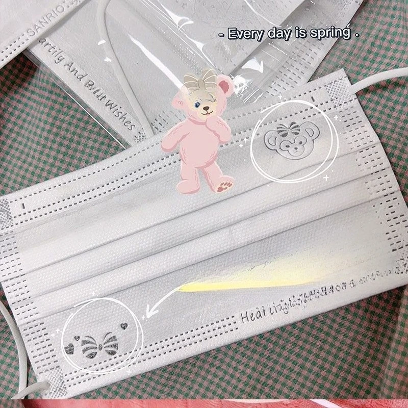 Miniso Sanrio's new white cute cartoon printed mask student disposable high-looking girl's heart mask one pack of ten pieces