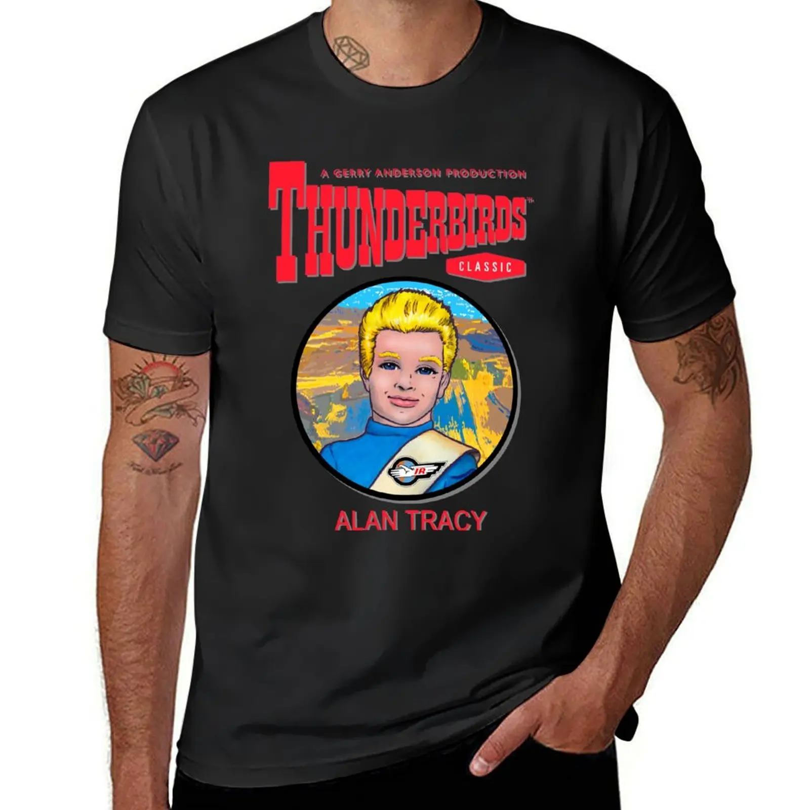 My ninth piece of Gerry Anderson Thunderbirds fan art. T-Shirt blacks quick drying mens graphic t-shirts funny