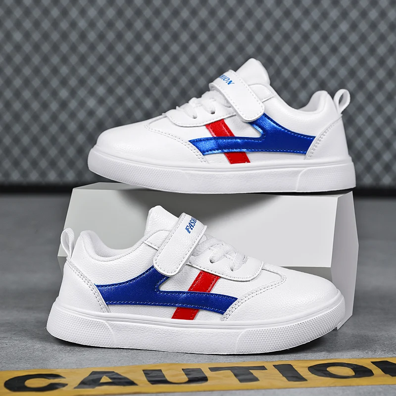 

New Fashion White Children's Shoes Pu Leather Children's Casual Sports Shoes Boys and Girls School Running Shoes