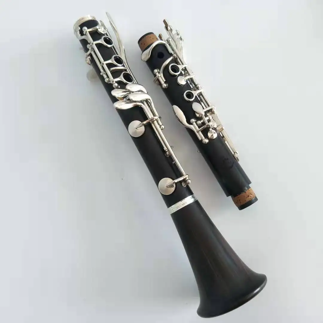 Bb‑Tone 17‑Key Clarinet Ebony Body Silver‑Plated Keys Woodwind Musical Instrument