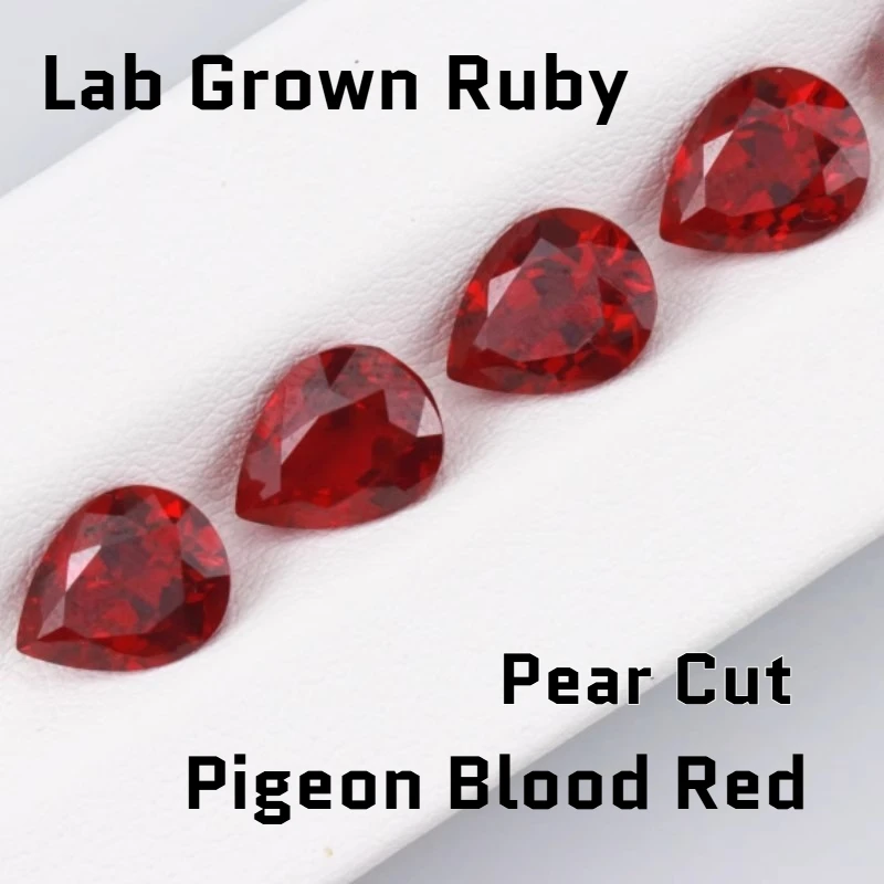 

Lab Grown Ruby Pigeon Blood Red Pear Cut Available Gem Premium For Jewelry Setting&Custom Design Selectable AGL Certificate