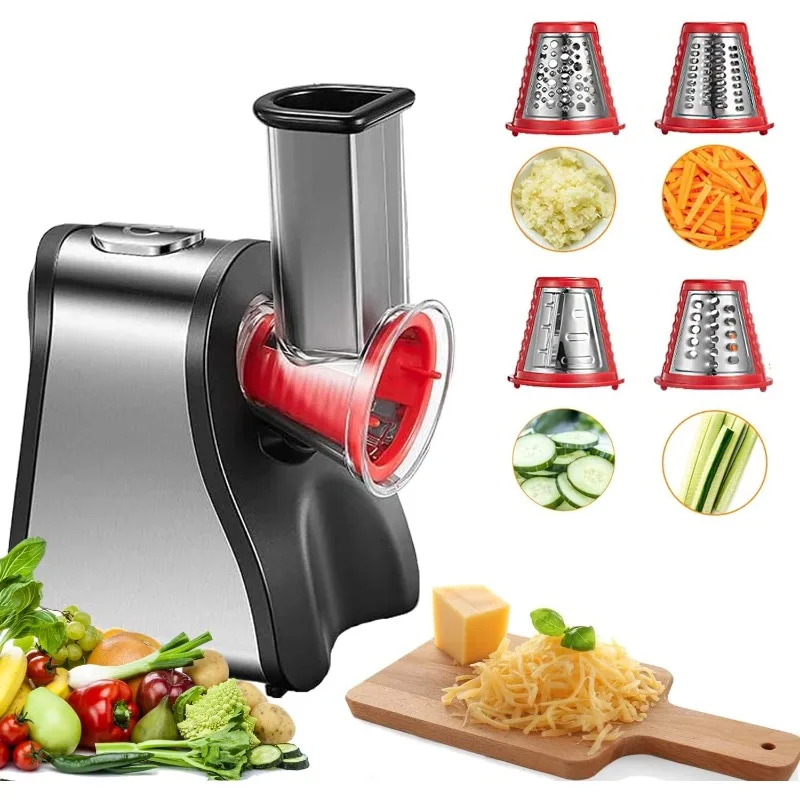 FOHERE Electric Cheese Grater Salad Maker, Electric Slicer Shredder for Home Kitchen Use,One-Touch Easy Control, Electric Grater