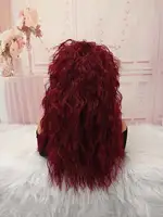 Wine Red Shaggy Layered Curly Wig with Fringe, Glueless Breathable Synthetic Wig for Women Fashion Look 5
