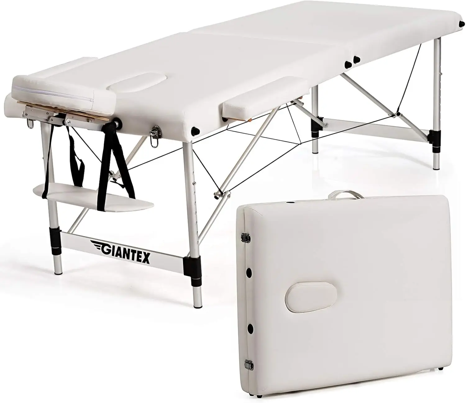 Portable Massage Table 84inch, Folding Lash Bed Aluminium Frame, Height Adjustable, 2 Fold Professional Facial Salon Massage Bed