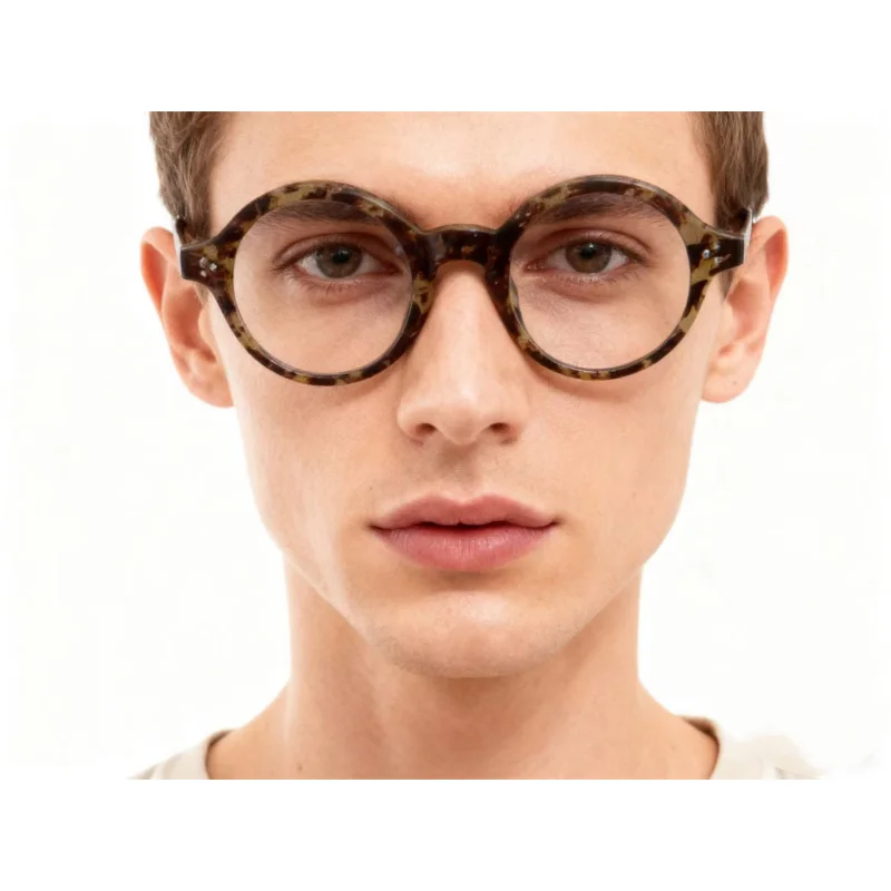 

TR90 Anti Blue Rays Round Prescription Glasses For Man Nearsighted Leopard Glasses Frame Prescription Spectacles 0 -0.5 To -6.0