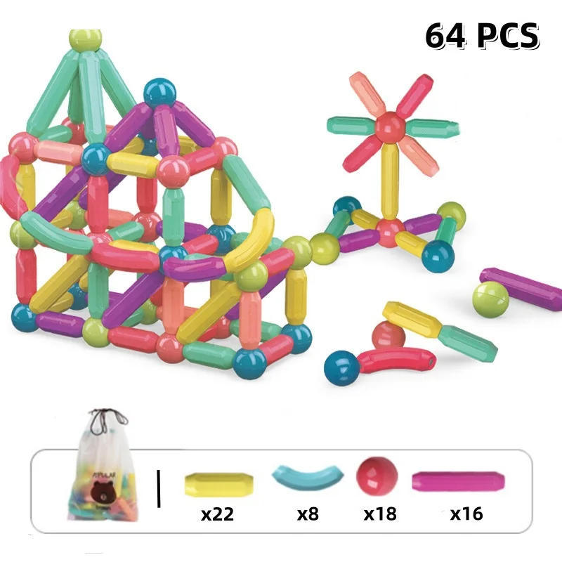 

DIY Magnetic Building Blocks Magnetic Tiles for Kids Ages 3-6 Montessori Educational Toys for Children Versatile Building Blocks