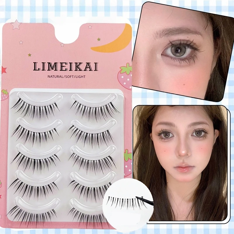 Koreanische Manga-Wimpern 5 Paar Künstliche Wimpern Natürliche Weiche Wimpernverlängerung Comic-Eye Clear Band