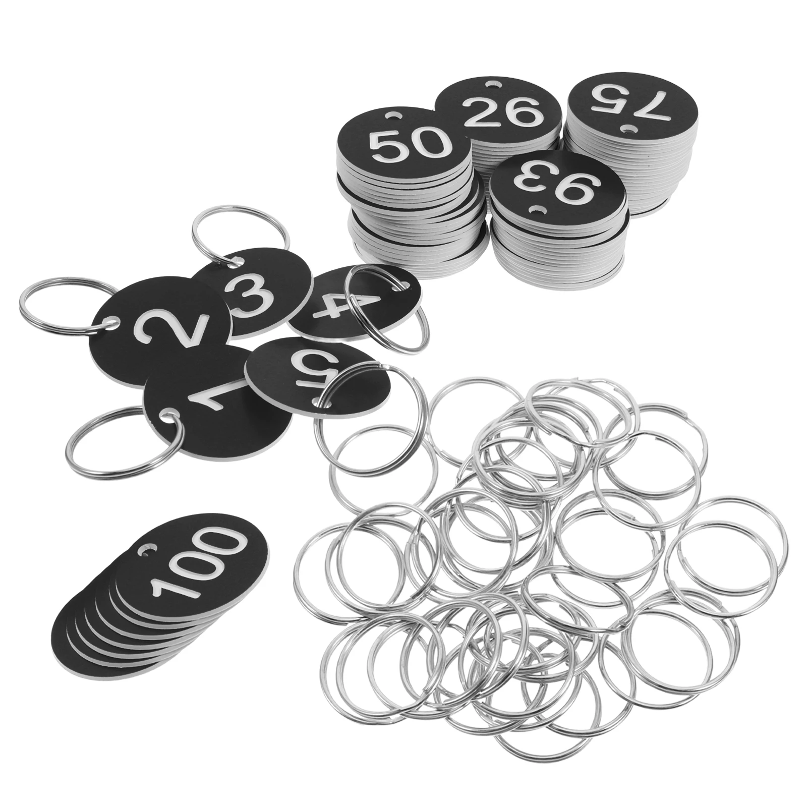

100pcs Circular Numbered Labels Round Metal Hole Tags Plastic Numbered Circles Daily Use Luggage ID Discs Organizing ABS