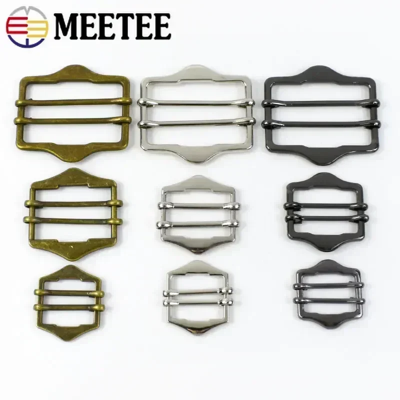 10/20Pcs 20-40mm Metal Double Pin Clasp Bag Strap Tri-Glide Slider Buckle Coat Decor Buckles Webbing Adjuster Hook DIY Accessory
