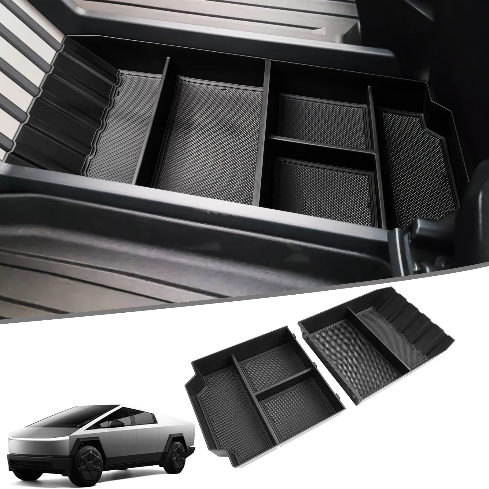 

Center Console Organizer for 2024 Tesla Cybertruck Accessories Floor Lower Console Tray Organizer ABS Car Interior Storage Box