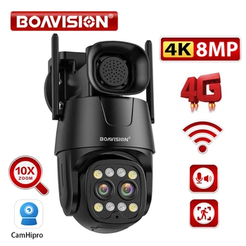 IP Cam Wifi/4G ซิมการ์ด PTZ 4MP 8MP Dual เลนส์ 2.8 มม.-8 มม.10X ซูมกลางแจ้ง AI การติดตามมนุษย์สี night Vision security Cam