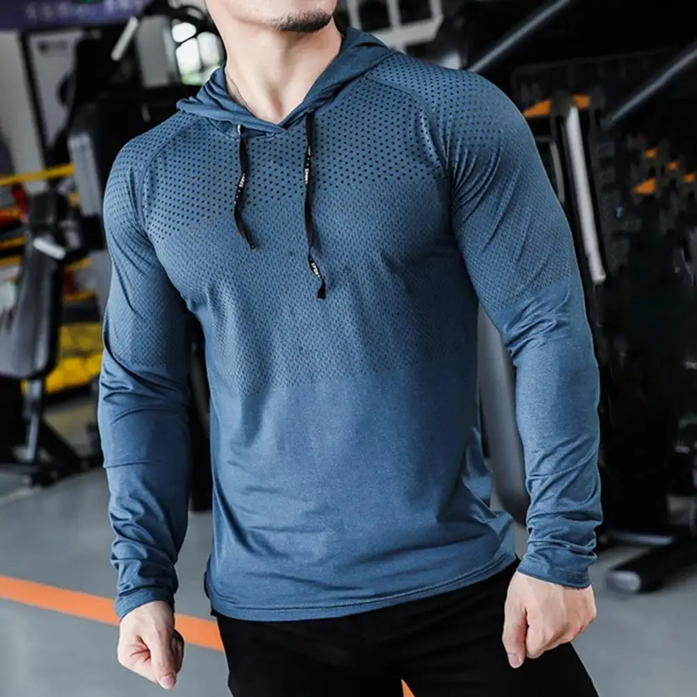 Mens Fitness Tracksuit Running Sport Hoodie Gym Joggers Hooded Outdoor Workout Shirts Tops Clothing Muscle Training Sweatshirt