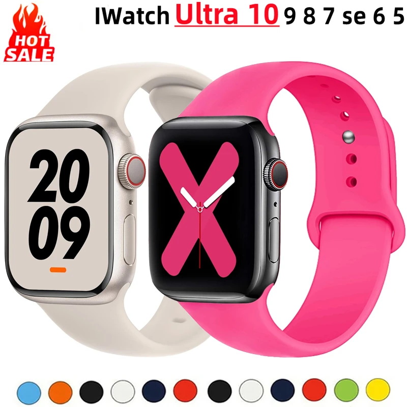 سيليكون الفرقة ل أبل حزام ساعة 46 مللي متر 44 مللي متر 45 مللي متر 40 مللي متر 41 مللي متر 38 42 مللي متر 49 مللي متر الرياضة سوار iwatch سلسلة 10 9 8 SE 7 6 5 4 3 الترا