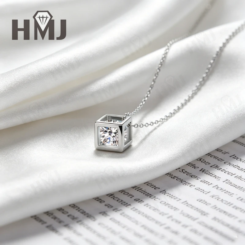 Einzigartiger Diamantförmiger 0,5ct/1ct Moissanit-Anhänger Halskette 925 Sterling Silber D-Farbe Party Statement Feiner Schmuck Geschenk für Sie – Detail 10