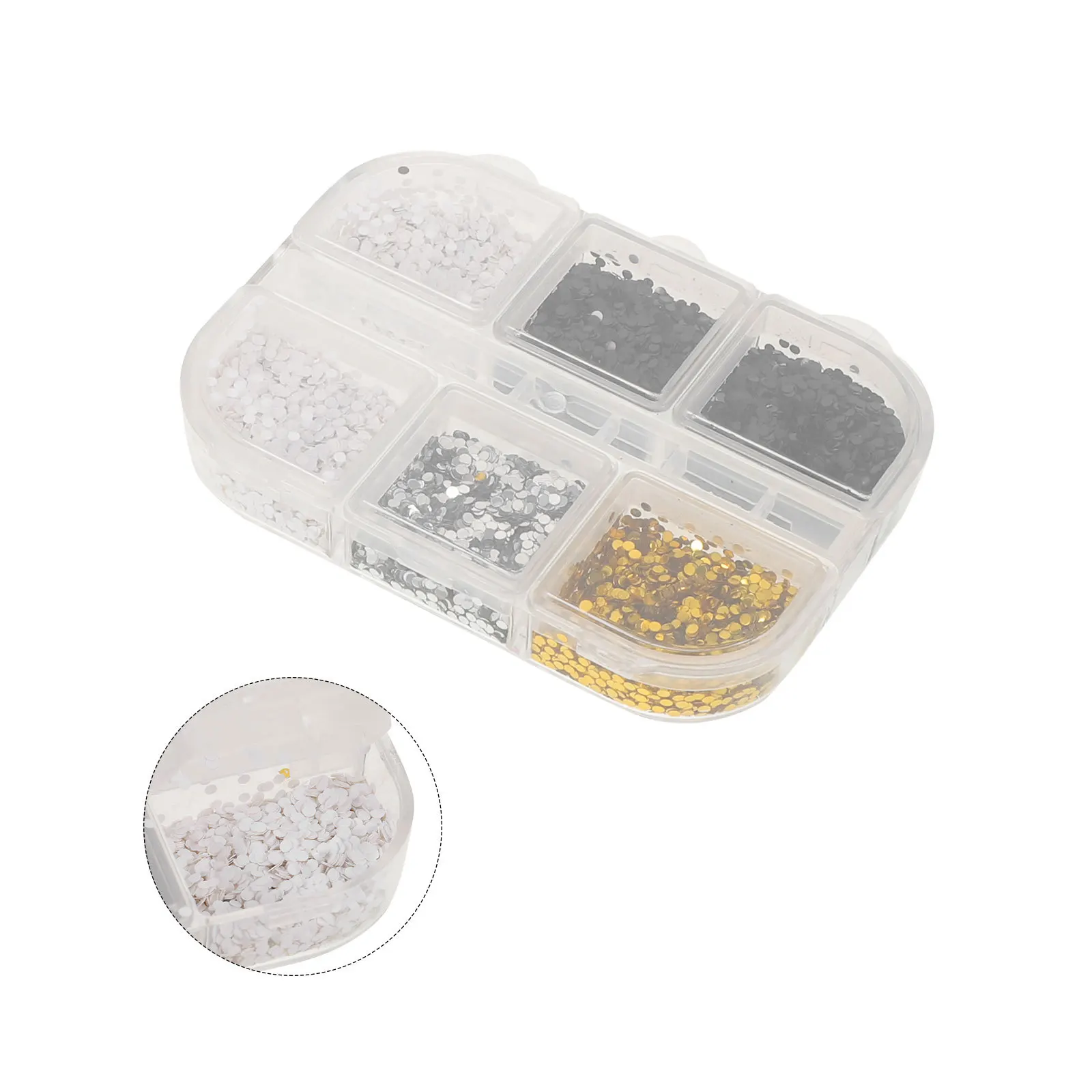 

2 Boxes Mini Art Sequins 6-Grid Colorful Dot Glitter Flakes For Diy Manicure Decorations Nail Accessories Nail Embellishments