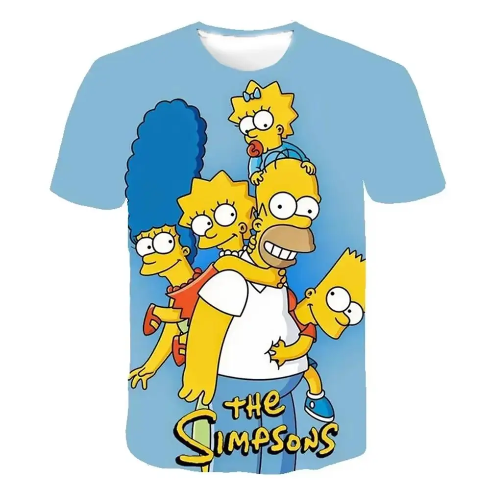 (DOMIO)  Disney Simpsons T-Shirts Cartoon Anime Simpson 3D Print Streetwear Men Tshirt Women Oversized T Shirt Kids Tees Tops