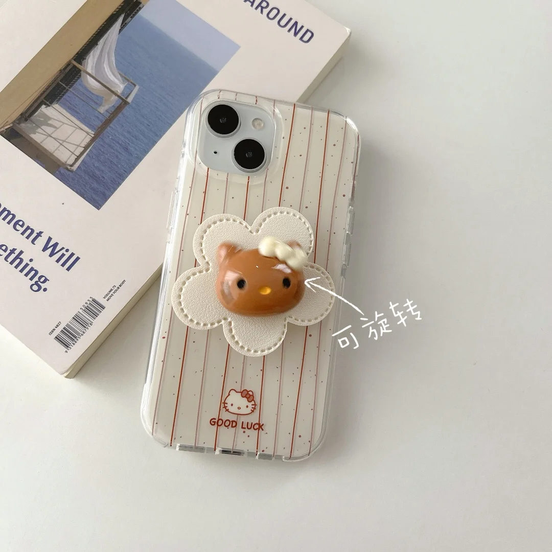 3D stéréoscopique étoiles fleurs rotation support Coque de téléphone pour IPhone 16 15 14 13 Pro Max Simple rayure antichoc étuis Coque