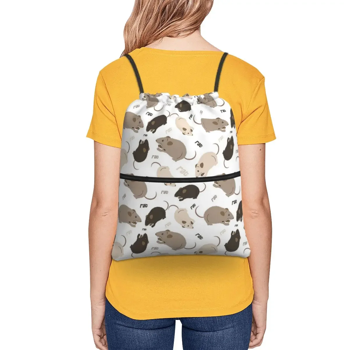 Sacs à dos portables à motif de rat pour hommes et femmes, sac de proximité multifonctionnel, sacs de soleil de poche pour voyage et sport