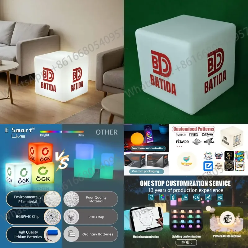 Custom logo Printed Modern LED Cube Chair Illuminated Cube Seat Lighting PE Plastic for Bars Hotels Parks Halls Outdoor Use