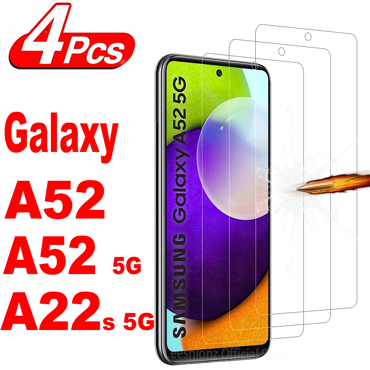 

2/4Pcs 9H Tempered Glass For Samsung Galaxy A52 5G /A22 5G HD Screen Protector Film