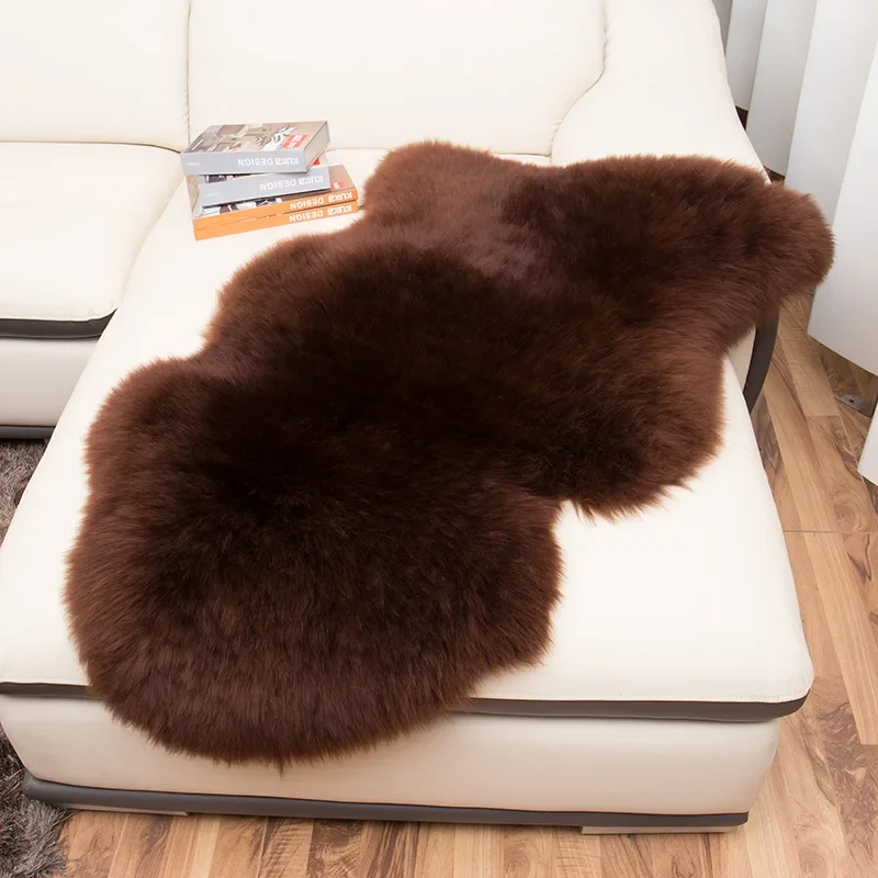 100% Real Sheepskin Wool Carpets for Living Room Bedroom Area Rug Luxury White Fur Warm Shaggy Carpet Super Soft Chair Cover Mat