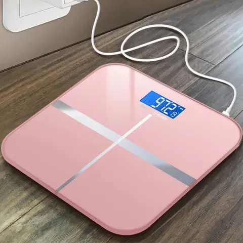 인간 체중계 HD 디스플레이 전자 무게추 체중계, USB 충전 배터리 구동 정밀 도구, 가정 사무실 용품, 성인 건강