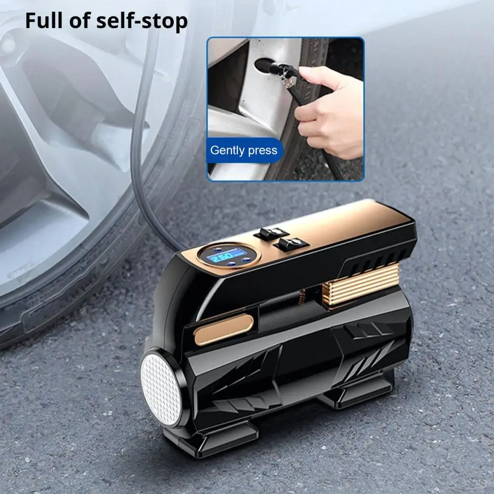 

Car Tire Inflator Portable Air Compressor 4 Modes Adjustable Low Noise Digital Tire Pressure Gauge Electric LED Light Bike Pump