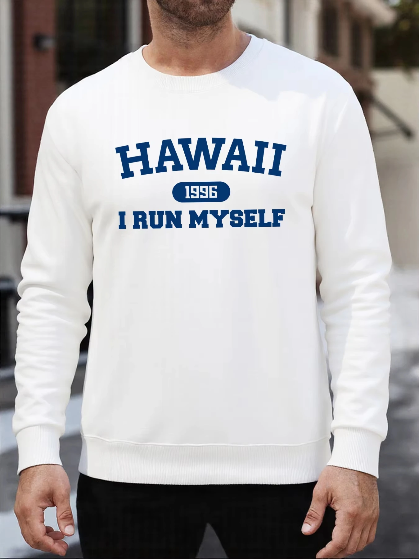 Hawaii I Run Myself Drucken Männer Sweatshirt Fleece Casual Oversize Pullover Herbst Kleidung Hip Hop Crewneck Tops Trainingsanzug