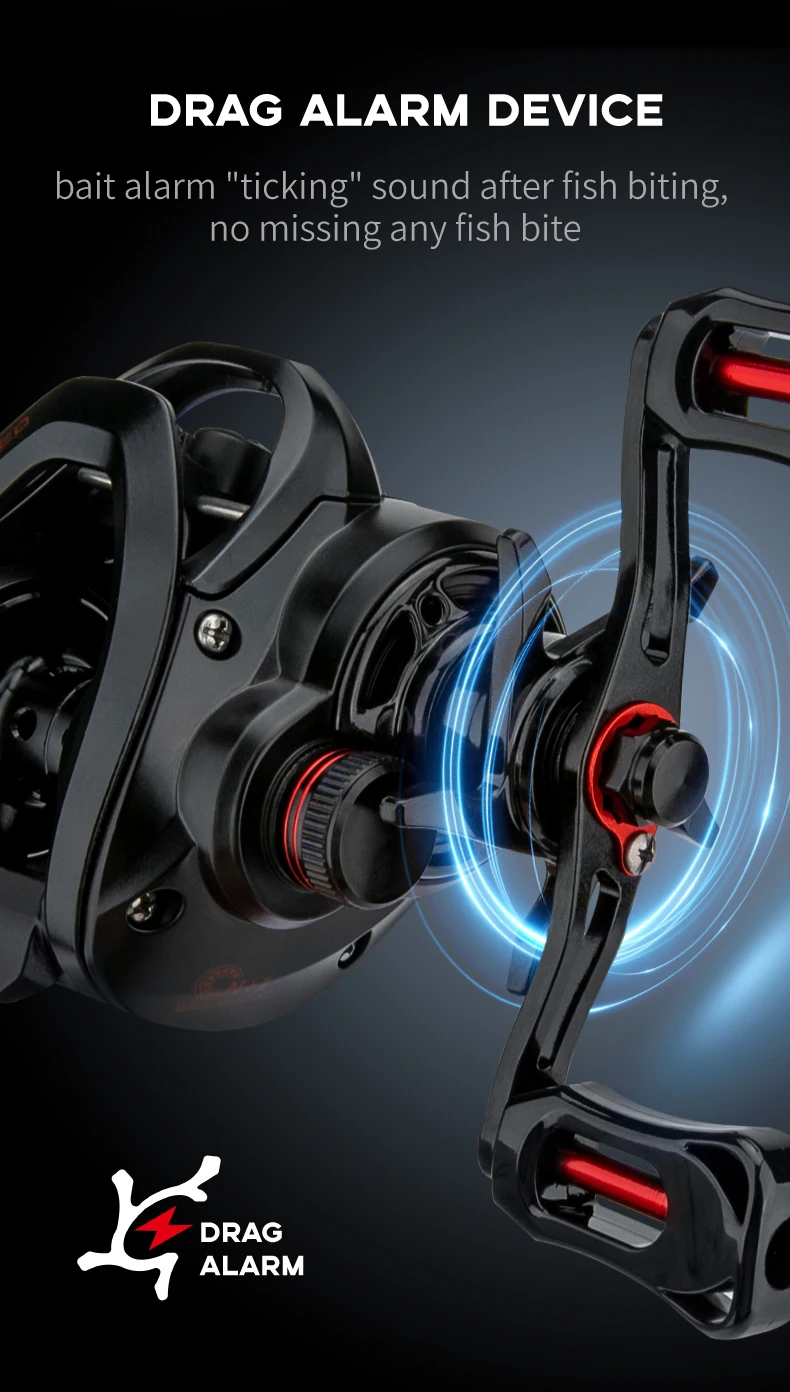 Kompakte Angelrolle mit Langwurf-Funktion, Magnetbremssystem, 7kg Bremskraft, Einfach zu Halten, Bremsalarm-System, Modell: RS-RD – Detail 6