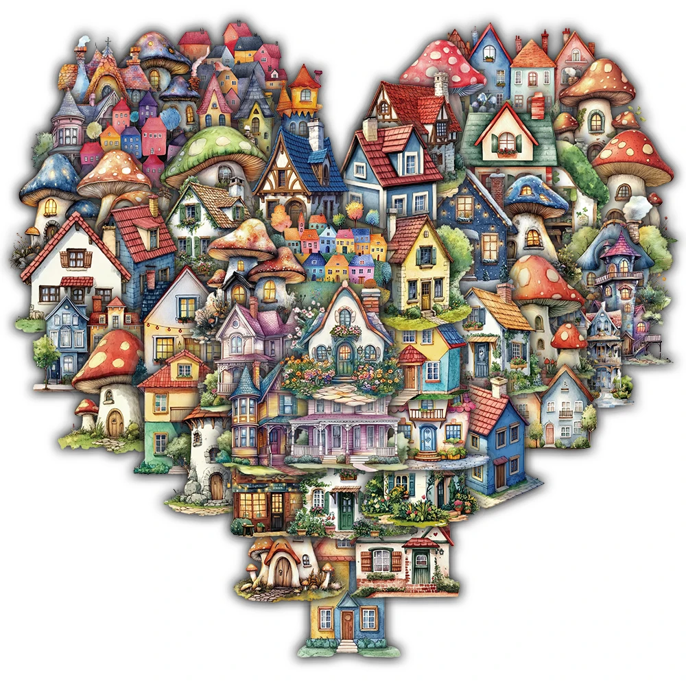 50/100PCS Fairy Tale House Sticker Stationery Bicycle Coffee Laptop Bicycle Phone Luggage Art Landscaping Aesthetic Sticker