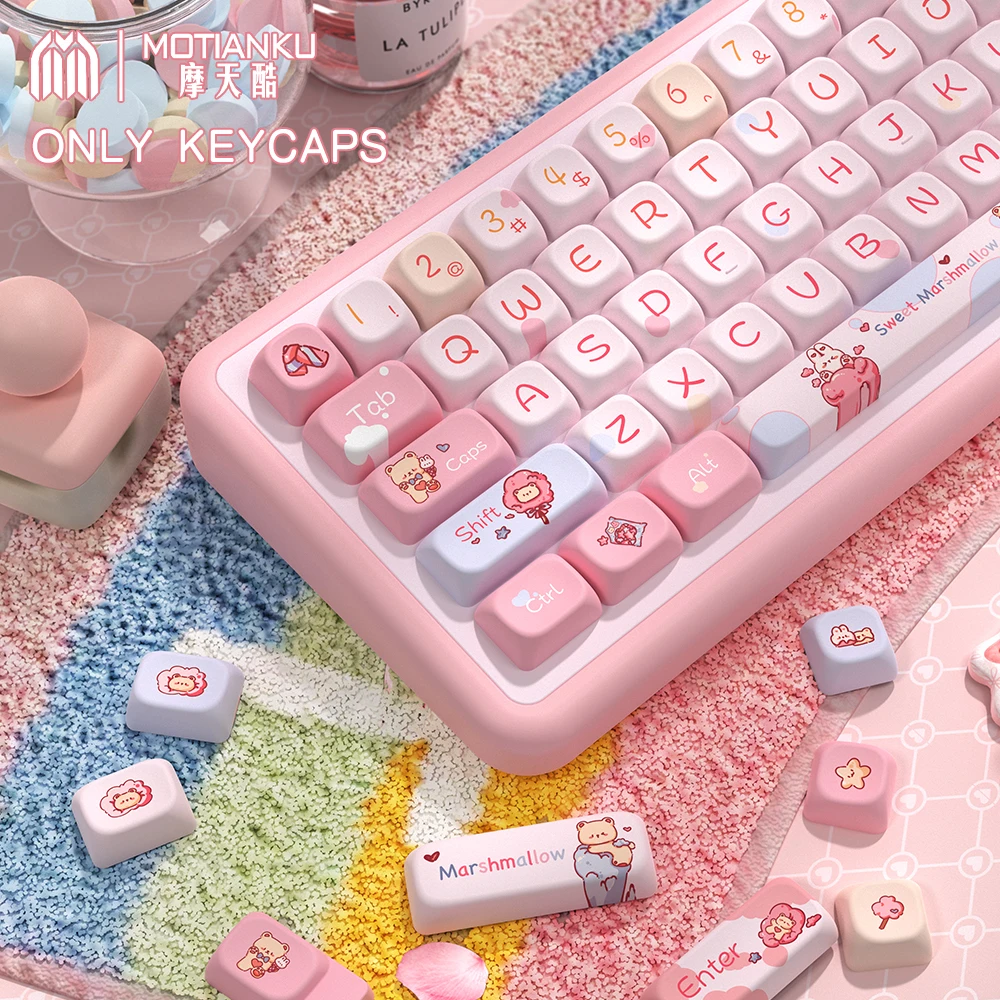 Imagem -05 - Keycaps Personalizados do Tema do Algodão Doce Perfil Sca Keycap dos Desenhos Animados para o Teclado Mecânico com 7u e Iso Key Cap