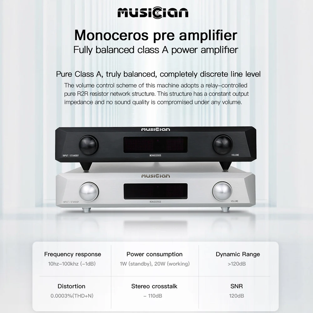 

Musician Monoceros HIFI AMP Fully Amplifier with Remote Control Balanced Class Power XLR RCA R2R Pre Amplifier Stereo Crosstalk