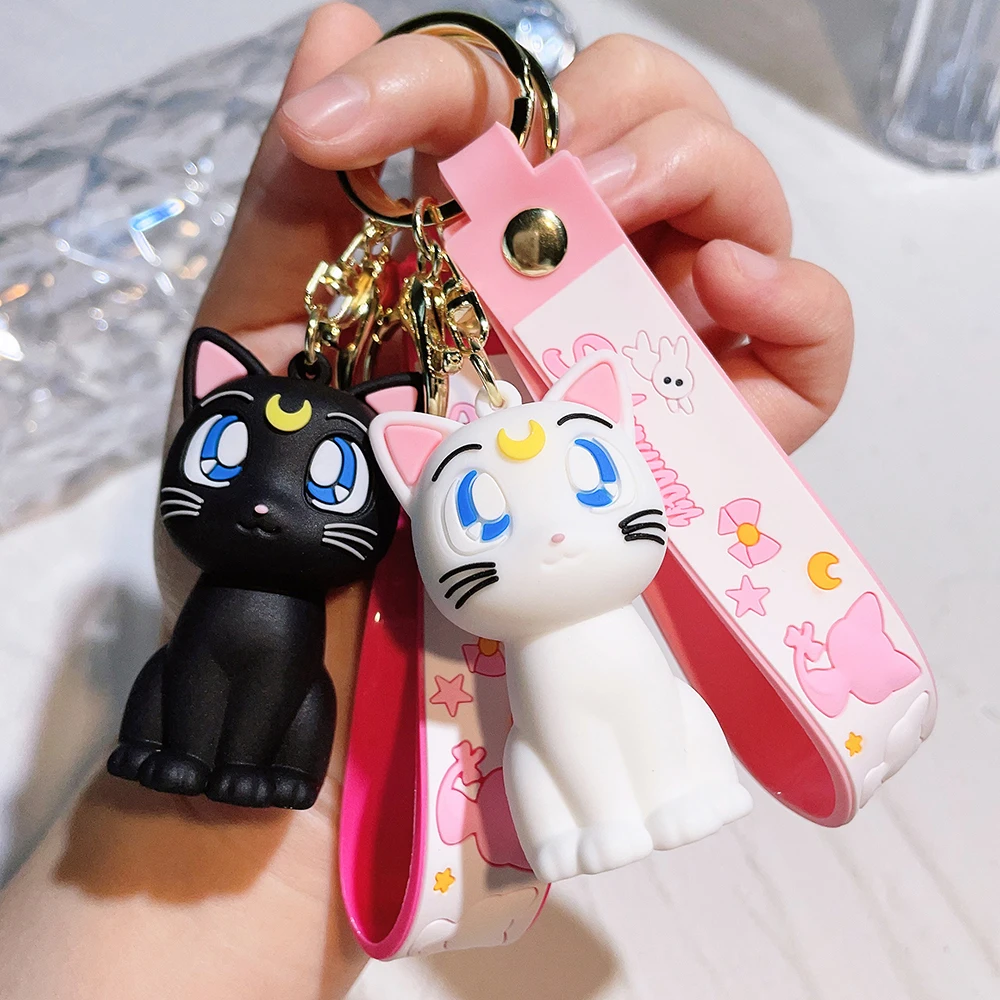 Anime Sailor Moon Keychain Tsukino Usagi Hino Rei Action Figure Pendant Luna Artemis Sailor Mars Key Chain Collection Model Toys