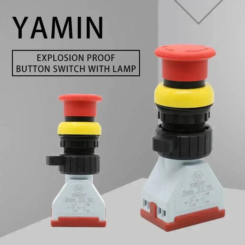 

Кнопочный переключатель взрывозащищенный замок с фиксацией Вращающаяся головка гриба 1NO 1NC серебристый контакт