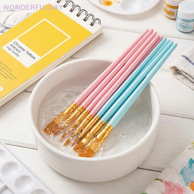 10Pcs Set Multi-functional Watercolor Brush Plastic Rod Art Painting Watercolor Gouache Oil Brush Nylon Hair Hook Line Oil Brush