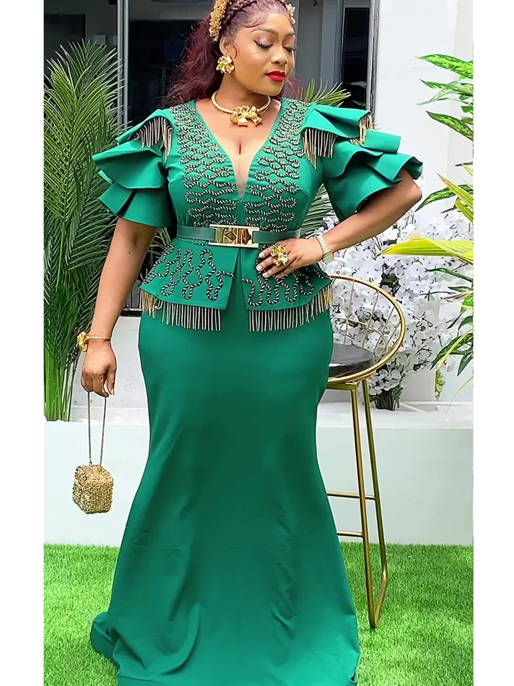 Plus Size African Party Dresses for Women 2024 New Fashion Dashiki Ankara Wedding Evening Gown Elegant Turkey Muslim Maxi Dress