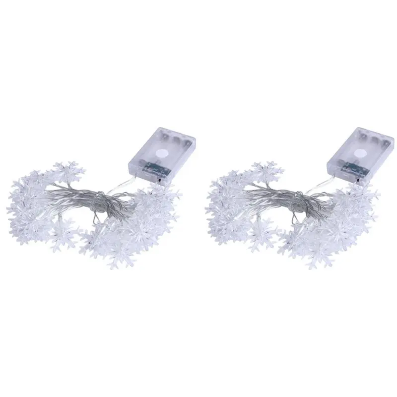 

2X 20LED Snowflake String Light Christmas Garland Fairy LED Ball Light Lanterns Xmas Outdoor Party Decor Battery Power