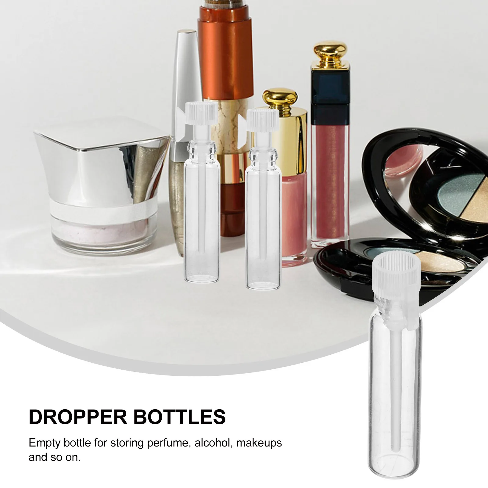 Bouteilles de parfum rechargeables, conteneurs d'huile essentielle, 1ml, Mini rangement de maquillage de voyage Portable Transparent, 100 pièces