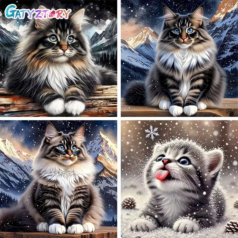 

GATYZTORY Diamond Painting Wall Art Picture Diamond Art Embroidery Cat Full Round/Square Modern Home Decor Diy Adult Crafts Kits