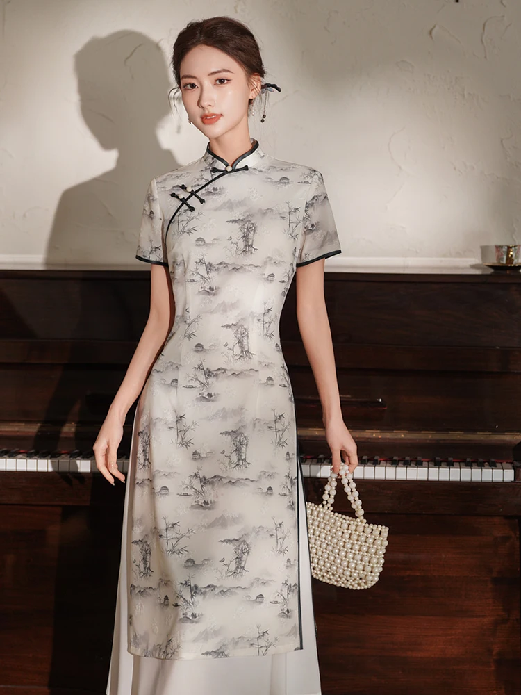 Elegante Vestido de Media Transparencia Primavera 2026, Talla Grande, Estilizador, para Ceremonia del Té, Disfraz d...