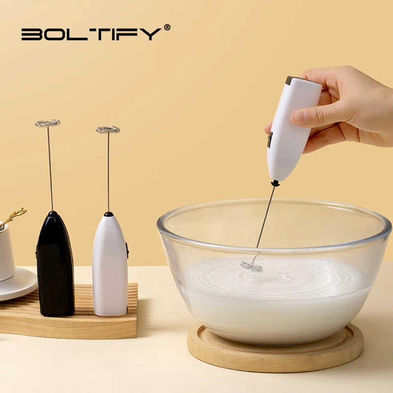 BOLTIFY Handheld Electric Egg Beater Mini Battery Powered Milk Frother Coffee Drink Mixer Milk Foamer Kitchen Tools