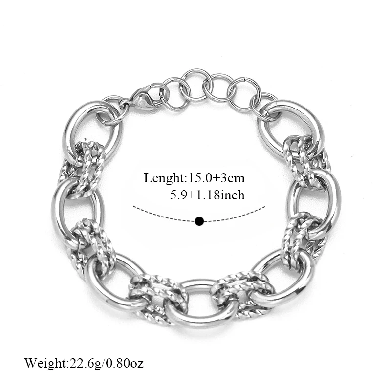 EILIECK 316L Edelstahl Metall Hip-Hop Chunky Armband für Damen, Neues Trendiges Handgelenk-Schmuckstück, Wasserdicht, Geschenk für Damen – Detail 17