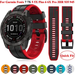 For Garmin Fenix 7X 7 Pro 6 6X Pro 5X 5 Plus Sapphire Solar Watch Strap Bracelet Quick Release 26mm 22mm Silicone Band Wristband