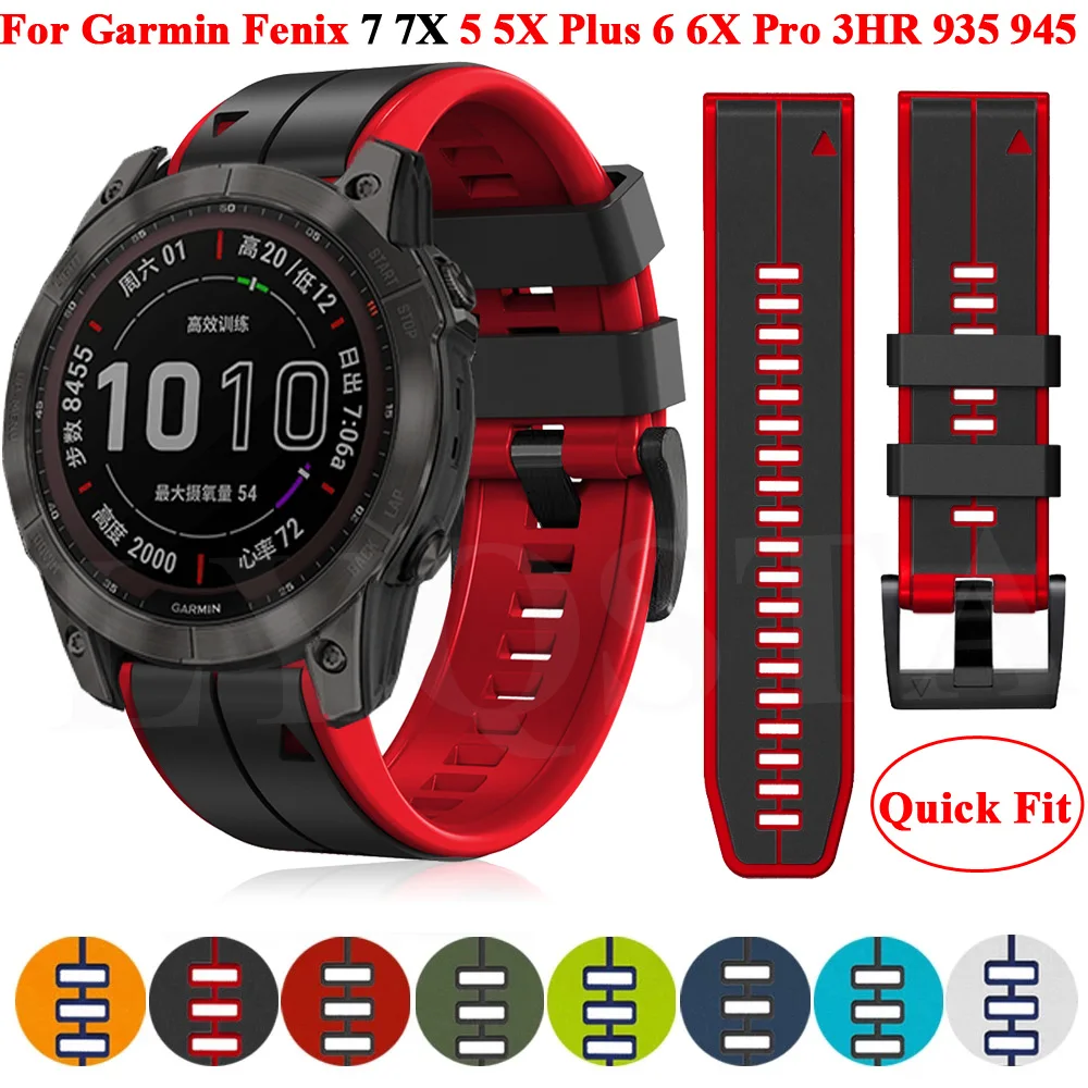 For Garmin Fenix 7X 7 Pro 6 6X Pro 5X 5 Plus Sapphire Solar Watch Strap Bracelet Quick Release 26mm 22mm Silicone Band Wristband