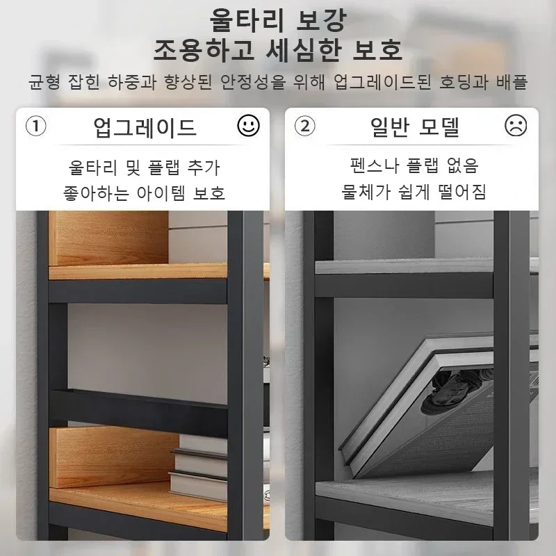 Simple steel wood multi-layer storage cabinet bookcase   Living Room Storage Rack  Home Bedroom Storage Iron Bookcase Partition