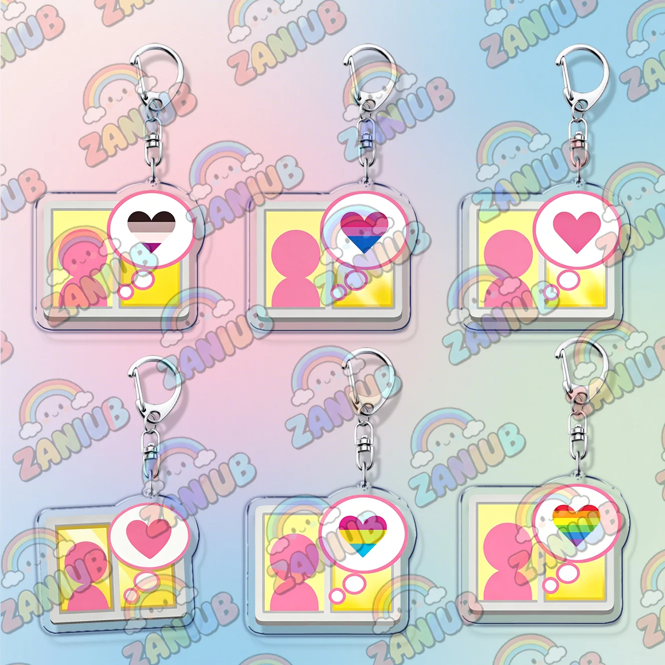 Hot Game Peripheral Tomodachi Life Keychains Bag Charms Creativity Lovely Keyings Jewelry Cute Cartoon Lgbt Fans Friends Gifts